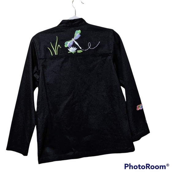 NWOT Quacker factory black dragonfly coat embroidered like small - Picture 5 of 6